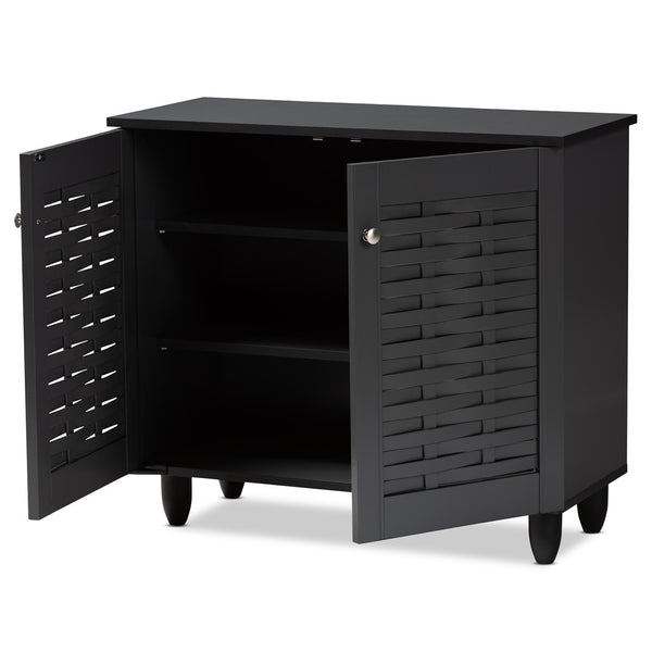 Baxton Studio Baxton Studio Winda Modern Dark Gray Entryway Shoe Storage Cabinet for Neat and Stylish Organization 2-Door SC864572 B-Dark Grey-Shoe Cabinet