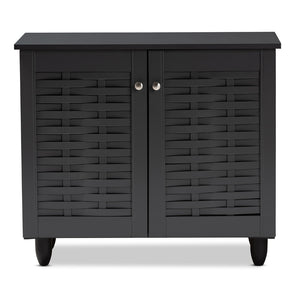 Baxton Studio Baxton Studio Winda Modern Dark Gray Entryway Shoe Storage Cabinet for Neat and Stylish Organization 2-Door SC864572 B-Dark Grey-Shoe Cabinet