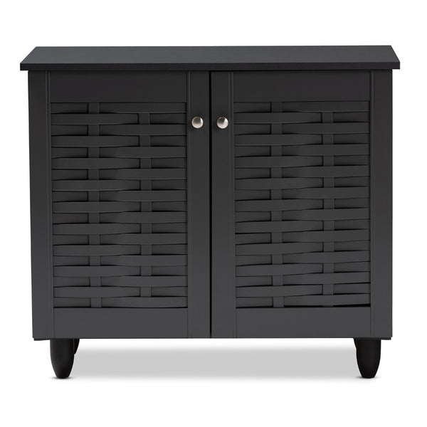 Baxton Studio Baxton Studio Winda Modern Dark Gray Entryway Shoe Storage Cabinet for Neat and Stylish Organization 2-Door SC864572 B-Dark Grey-Shoe Cabinet