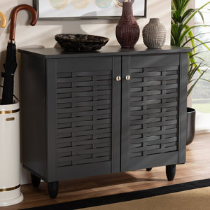 Baxton Studio Baxton Studio Winda Modern Dark Gray Entryway Shoe Storage Cabinet for Neat and Stylish Organization 2-Door SC864572 B-Dark Grey-Shoe Cabinet