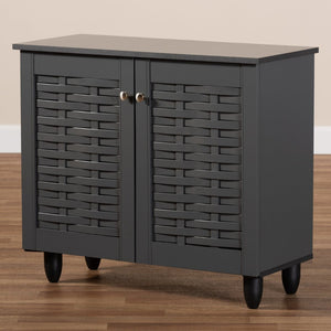 Baxton Studio Baxton Studio Winda Modern Dark Gray Entryway Shoe Storage Cabinet for Neat and Stylish Organization 2-Door SC864572 B-Dark Grey-Shoe Cabinet