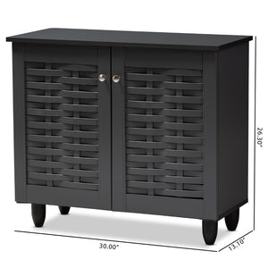 Baxton Studio Baxton Studio Winda Modern Dark Gray Entryway Shoe Storage Cabinet for Neat and Stylish Organization 2-Door SC864572 B-Dark Grey-Shoe Cabinet