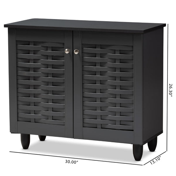 Baxton Studio Baxton Studio Winda Modern Dark Gray Entryway Shoe Storage Cabinet for Neat and Stylish Organization 2-Door SC864572 B-Dark Grey-Shoe Cabinet
