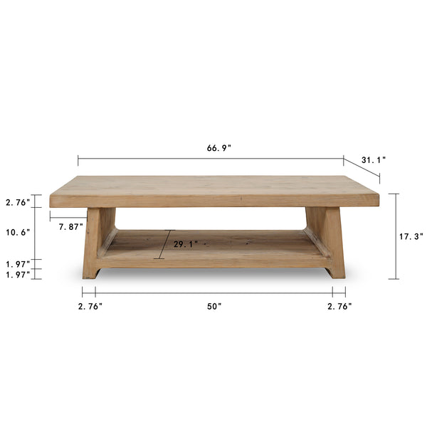 Lilys Ravenna Coffee Table Weathered Natural Pine 67X31X18 9165