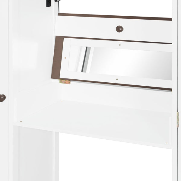 English Elm Full Size Teen Loft Bed with Wardrobe Staircase Storage Dressing Table and Led Lights LT000276AAP