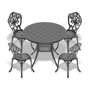 English Elm 5-Piece All-Weather Cast Aluminum Dining Set With Sleek Black Finish For Stylish Outdoor Gatherings W1710S00216