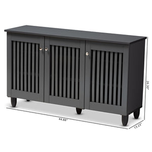 Baxton Studio Baxton Studio Fernanda Modern Dark Gray Shoe Storage Cabinet – 3-Door, 12-Pair Capacity, Stylish Design SC864573 A-Dark Grey-Shoe Cabinet
