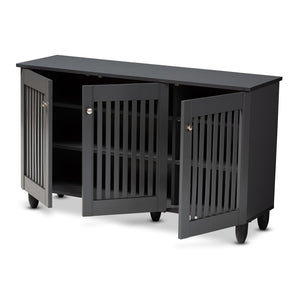 Baxton Studio Baxton Studio Fernanda Modern Dark Gray Shoe Storage Cabinet – 3-Door, 12-Pair Capacity, Stylish Design SC864573 A-Dark Grey-Shoe Cabinet