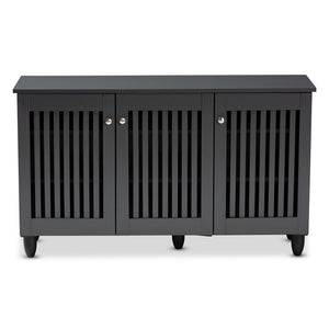 Baxton Studio Baxton Studio Fernanda Modern Dark Gray Shoe Storage Cabinet – 3-Door, 12-Pair Capacity, Stylish Design SC864573 A-Dark Grey-Shoe Cabinet