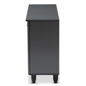 Baxton Studio Baxton Studio Fernanda Modern Dark Gray Shoe Storage Cabinet – 3-Door, 12-Pair Capacity, Stylish Design SC864573 A-Dark Grey-Shoe Cabinet