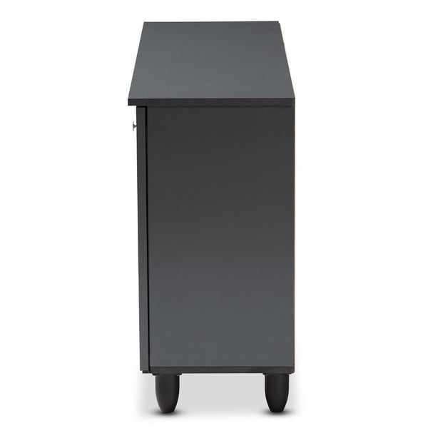 Baxton Studio Baxton Studio Fernanda Modern Dark Gray Shoe Storage Cabinet – 3-Door, 12-Pair Capacity, Stylish Design SC864573 A-Dark Grey-Shoe Cabinet