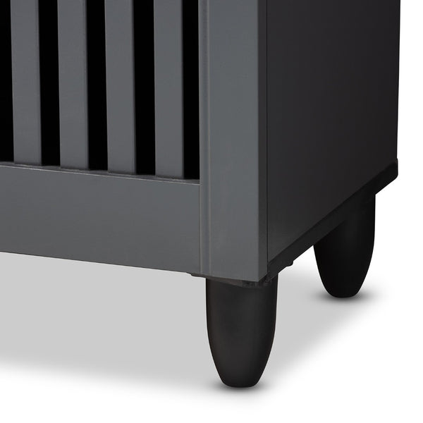 Baxton Studio Baxton Studio Fernanda Modern Dark Gray Shoe Storage Cabinet – 3-Door, 12-Pair Capacity, Stylish Design SC864573 A-Dark Grey-Shoe Cabinet
