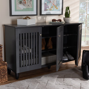 Baxton Studio Baxton Studio Fernanda Modern Dark Gray Shoe Storage Cabinet – 3-Door, 12-Pair Capacity, Stylish Design SC864573 A-Dark Grey-Shoe Cabinet
