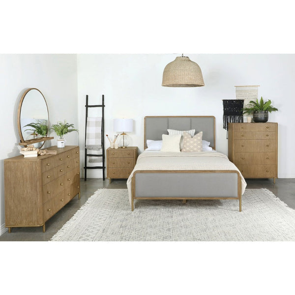 English Elm Stevie Sand Wash/Grey 4-Piece Queen Bedroom Set - Mid-Century Modern Style With Smart Storage Solutions B062S01175-GIGA