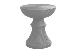 English Elm Accent Round Ribbed Magnesium Oxide Table for Modern Indoor Outdoor Living Spaces B2710P461676