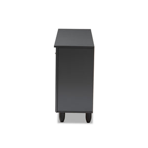 Baxton Studio Baxton Studio Winda Modern Dark Gray Entryway Shoe Storage Cabinet for Neat and Stylish Organization 3-Door SC864573 B-Dark Grey-Shoe Cabinet