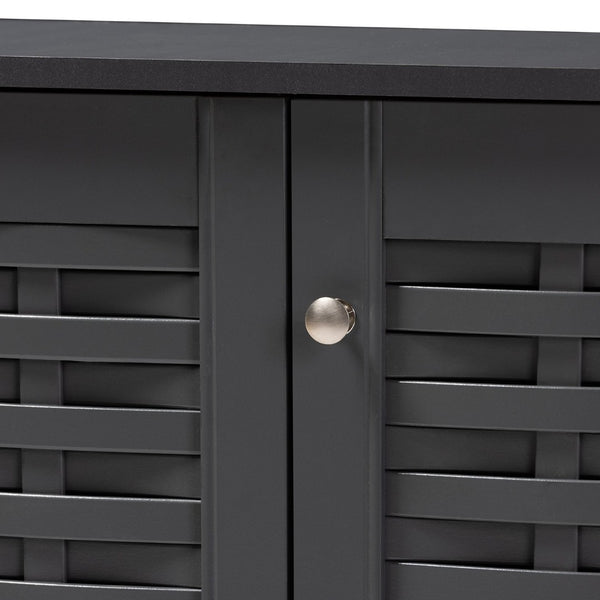 Baxton Studio Baxton Studio Winda Modern Dark Gray Entryway Shoe Storage Cabinet for Neat and Stylish Organization 3-Door SC864573 B-Dark Grey-Shoe Cabinet