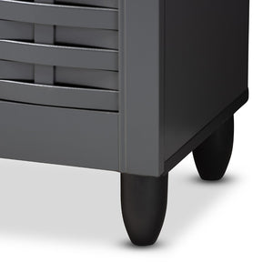 Baxton Studio Baxton Studio Winda Modern Dark Gray Entryway Shoe Storage Cabinet for Neat and Stylish Organization 3-Door SC864573 B-Dark Grey-Shoe Cabinet