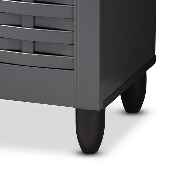 Baxton Studio Baxton Studio Winda Modern Dark Gray Entryway Shoe Storage Cabinet for Neat and Stylish Organization 3-Door SC864573 B-Dark Grey-Shoe Cabinet