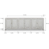 Lilys Amalfi Six Door Two Tones Sideboard Distressed White 110X18X36H 9168-W