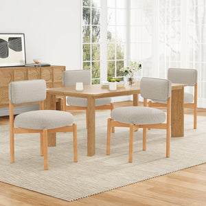 English Elm Modern Linen Upholstered Dining Chair Set Solid Wood Cross Base Removable Back Light Gray T3623P465995