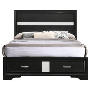 English Elm Urbana Black Full Storage Panel Bed with Crystal Pulls & Glitter Trim, Slatted Platform, Drawers Included B062S00696