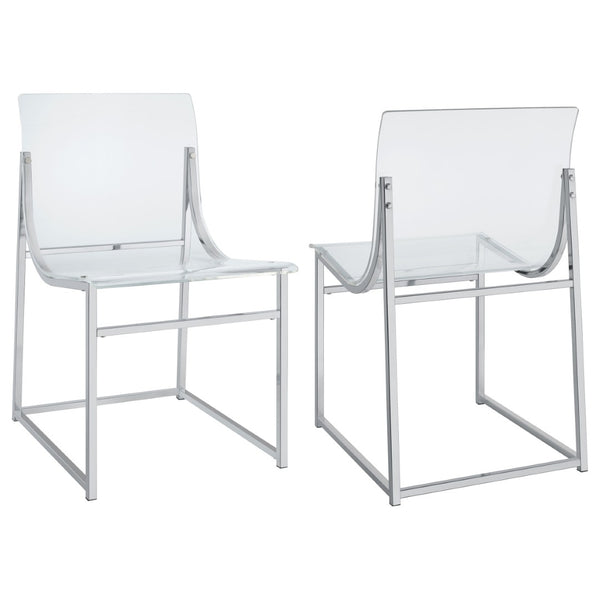 English Elm Hartsell Clear Acrylic Sled Base Dining Chairs Glam Chrome Set for Modern Rooms B062P440064