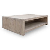 Waterfall Coffee Table With Shelf Weathered Natural 67X31X18H