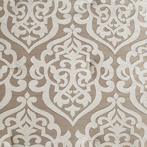 English Elm 8 Piece Jacquard Comforter Set - Luxurious Tan/Ivory Queen Ensemble With Elegant Medallion Design B035128885