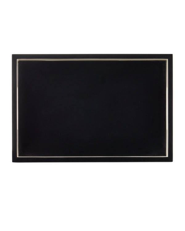 Currey & Company Navy Lacquer Tray Set Of 2 - Elegant High-gloss Finish For Serving, Organizing, And Décor Display Black Wood 1200-1019-currey-company