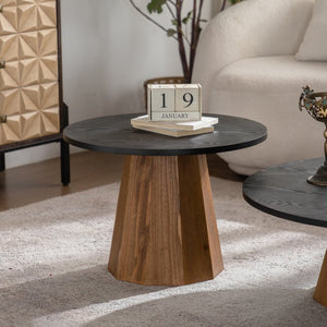 English Elm Round Coffee Table - Stylish Pedestal Design With Cedar Bark Veneer For Modern Living Spaces W3081S00007-GIGA