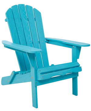 English Elm Wood Folding Adirondack Chair Solid Hemlock Embossed Grain Outdoor Patio Lounge Seat Turquoise Blue W1390P462315