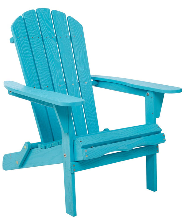 English Elm Wood Folding Adirondack Chair Solid Hemlock Embossed Grain Outdoor Patio Lounge Seat Turquoise Blue W1390P462315