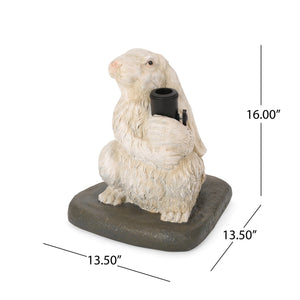 English Elm Christopher Knight Home® - RABBIT Concrete Umbrella Base Matte White - 50lb Resin-Finish Decorative Stand with 3 Adapters, 16" H 67764.00WHI