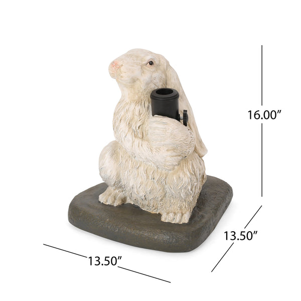 English Elm Christopher Knight Home® - RABBIT Concrete Umbrella Base Matte White - 50lb Resin-Finish Decorative Stand with 3 Adapters, 16" H 67764.00WHI
