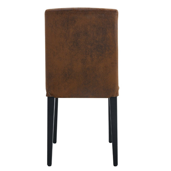 English Elm Four Modern Upholstered Dining Chairs Brown Faux Leather Foam Cushion Metal Legs W1151P359268
