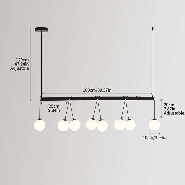 English Elm Broghan Modern 8-Light Globe Chandelier Matte Black with Frosted Glass Shades, Dimmable Smart Tunable White T3177P284032