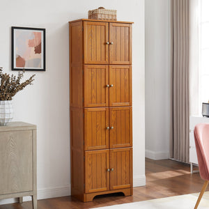 English Elm 72.4" Tall Storage Cabinet with 8 Doors and 4 Shelves, Smooth Surface, Vintage Handles, Sturdy Base and Hinge Oak W2275P269080