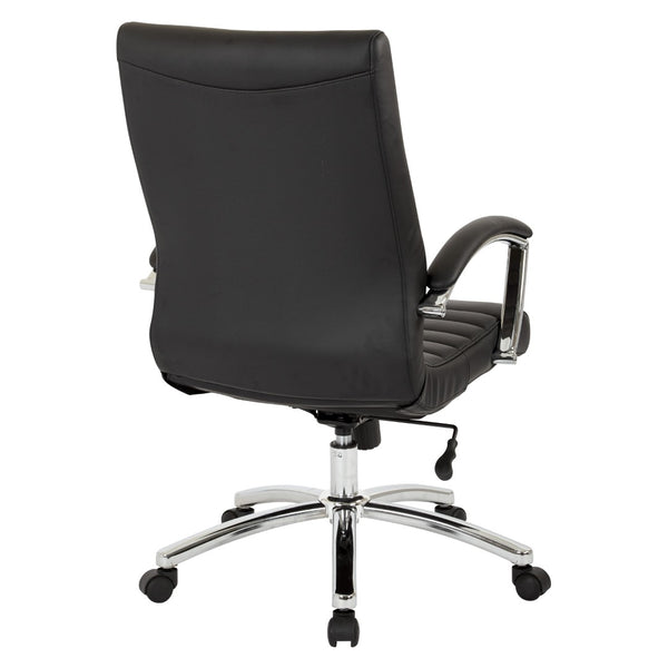OSP Home Furnishings Executive Mid-back Office Chair with Faux Leather Upholstery and Lumbar Support Black FL92017C-U6
