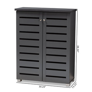 Baxton Studio Baxton Modern Dark Gray 2-Door Shoe Storage Cabinet - Stylish Entryway Organizer for 15 Pairs SC863522M-Dark Grey-Shoe Cabinet