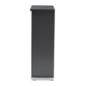 Baxton Studio Baxton Modern Dark Gray 2-Door Shoe Storage Cabinet - Stylish Entryway Organizer for 15 Pairs SC863522M-Dark Grey-Shoe Cabinet
