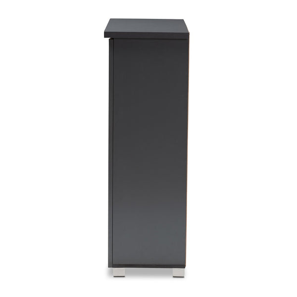 Baxton Studio Baxton Modern Dark Gray 2-Door Shoe Storage Cabinet - Stylish Entryway Organizer for 15 Pairs SC863522M-Dark Grey-Shoe Cabinet