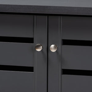 Baxton Studio Baxton Modern Dark Gray 2-Door Shoe Storage Cabinet - Stylish Entryway Organizer for 15 Pairs SC863522M-Dark Grey-Shoe Cabinet