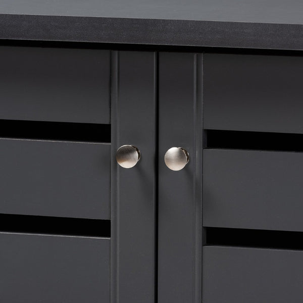 Baxton Studio Baxton Modern Dark Gray 2-Door Shoe Storage Cabinet - Stylish Entryway Organizer for 15 Pairs SC863522M-Dark Grey-Shoe Cabinet