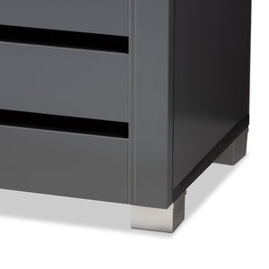 Baxton Studio Baxton Modern Dark Gray 2-Door Shoe Storage Cabinet - Stylish Entryway Organizer for 15 Pairs SC863522M-Dark Grey-Shoe Cabinet