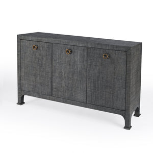 Butler Specialty Chatham 3-drawer Raffia Sideboard With Chic Woven Design And Elegant Brass Pulls For Stylish Storage Charcoal Gmelina Arborea Wood,Mdf,Maple Veneer,Raffia,Aluminum 9170420-butler