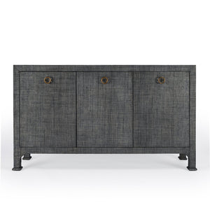 Butler Specialty Chatham 3-drawer Raffia Sideboard With Chic Woven Design And Elegant Brass Pulls For Stylish Storage Charcoal Gmelina Arborea Wood,Mdf,Maple Veneer,Raffia,Aluminum 9170420-butler