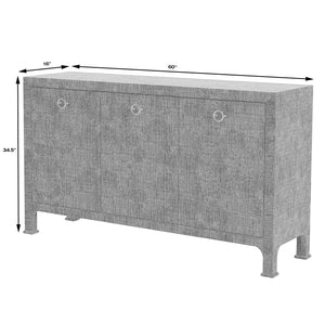 Butler Specialty Chatham 3-drawer Raffia Sideboard With Chic Woven Design And Elegant Brass Pulls For Stylish Storage Charcoal Gmelina Arborea Wood,Mdf,Maple Veneer,Raffia,Aluminum 9170420-butler