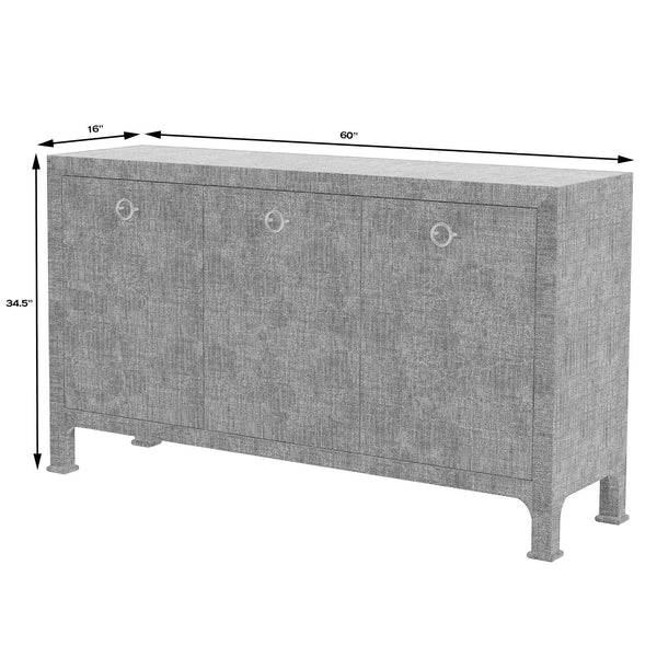 Butler Specialty Chatham 3-drawer Raffia Sideboard With Chic Woven Design And Elegant Brass Pulls For Stylish Storage Charcoal Gmelina Arborea Wood,Mdf,Maple Veneer,Raffia,Aluminum 9170420-butler
