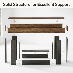 English Elm Wooden Two-tone Farmhouse Console Table Narrow Sofa Entryway Shelf Rustic Brown T3971P417338